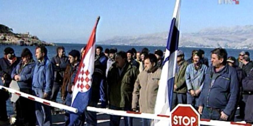 Radnici Jadrankamena spriječili ulazak stečajnoj upraviteljici, foto: HRT