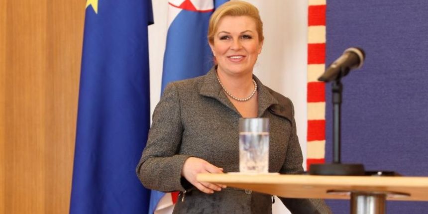 Predsjednica Republike Hrvatske Kolinda Grabar Kitarovic odrzala je izvanrednu konfereciju za novinare o proslavi Dana pobjede i domovinske zahvalnosti. Photo: Boris Scitar/Vecernji list/PIXSELL