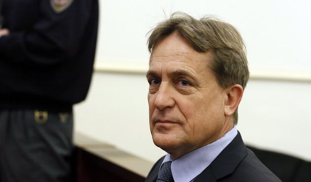 Zagreb, 190213.Zupanijski sud na Zrinjevcu.Danas je nastavljeno sudjenje bivsem premijeru RH, Ivi Sanaderu, i ostalima u slucaju Fimi – Media.Na fotografiji: bivsi ministar prometa, Bozidar Kalmeta, u svojstvu svjedoka.Foto: Damjan Tadic / CROPIX