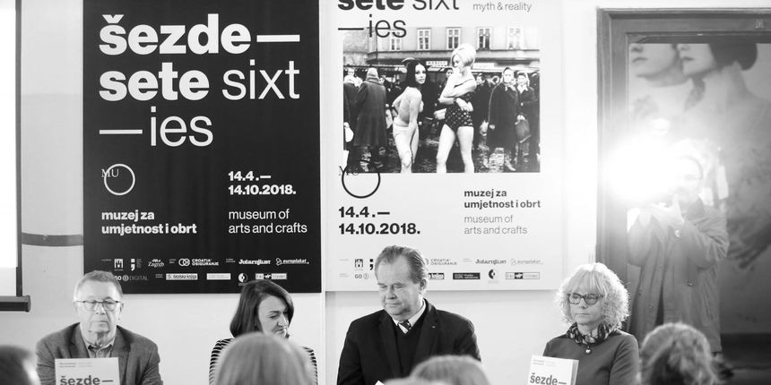 Na konferenciji za medije u Muzeju za umjetnost i obrt predstavljen je izlozbeni projekt “Sezdesete u Hrvatskoj – Mit i stvarnost” koji ce pruziti uvid u kljucno razdoblje novije hrvatske povijesti od 1958. do 1971. Zvonko Makovic, Jelena Pavicic Vukicevi