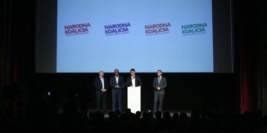 Narodna koalicija (SDP, HNS, HSS, HSU) predstavila je svoj program za izbore. Predsjednici stranaka Zoran Milanovic, Silvano Hrelja, Ivan Vrdoljak i Kresimir Beljak. Photo: Sanjin Strukic/PIXSELL Narodna koalicija (SDP, HNS, HSS, HSU) predstavila je svoj program za izbore. Predsjednici stranaka Zoran Milanovic, Silvano Hrelja, Ivan Vrdoljak i Kresimir Beljak. Photo: Sanjin Strukic/PIXSELL