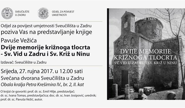 Predstavljanje knjige prof. dr. sc. Pavuše Vežića “Dvije memorije križnoga tlocrta”