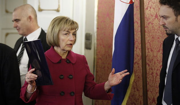 Zagreb, 170113.
Redovna sjednica Vlade Republike Hrvatske u Banskim dvorima na Markovom trgu.
Na fotografiji: Vesna Pusic.
Foto: Dragan Matic / CROPIX