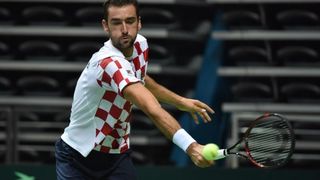 Polufinale Davis Cupa, Hrvatska – Francuska, 2. meč, Marin Čilić – Lucas Pouille. Photo: Hrvoje Jelavić/PIXSELL Polufinale Davis Cupa, Hrvatska – Francuska, 2. meč, Marin Čilić – Lucas Pouille. Photo: Hrvoje Jelavić/PIXSELL