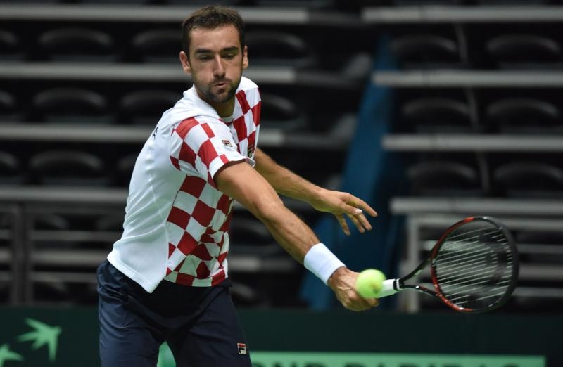 Polufinale Davis Cupa, Hrvatska – Francuska, 2. meč, Marin Čilić – Lucas Pouille. Photo: Hrvoje Jelavić/PIXSELL Polufinale Davis Cupa, Hrvatska – Francuska, 2. meč, Marin Čilić – Lucas Pouille. Photo: Hrvoje Jelavić/PIXSELL