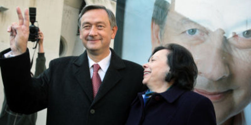 Slovenija,Ljubljana,11.11.2007,Danilo in Barbara Turk na voliscu O.S. Tone Cufar.Foto:Matej Druznik/DELO