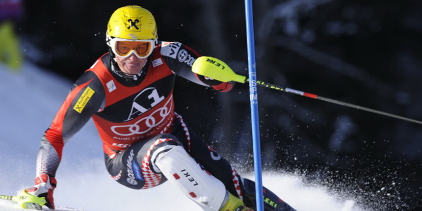 Kitzbuhel, 230111. Fis Audi World Cup, Svjetski skijaski kup u Kitzbuhelu, slalomska utrka, koja se ujedno racuna za klasicnu kombinaciju sa jucerasnjim spustom na Streifu.  Na slici: Ivica Kostelic hrvatski skijas na stazi. Foto: Drago Sopta / CROPIX