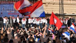 Brončani kauboji svečano dočekani na Trgu bana Josipa Jelačića. Foto: Goran Stanzl/PIXSELL