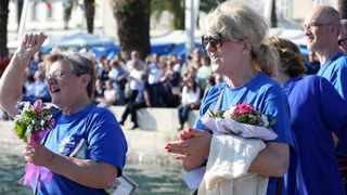 Dina Levačić otplivala humanitarni maraton između Trogira i Splita za Udrugu Anđeli. Foto: Miranda Cikotić/PIXSELL Dina Levačić otplivala humanitarni maraton između Trogira i Splita za Udrugu Anđeli. Foto: Miranda Cikotić/PIXSELL