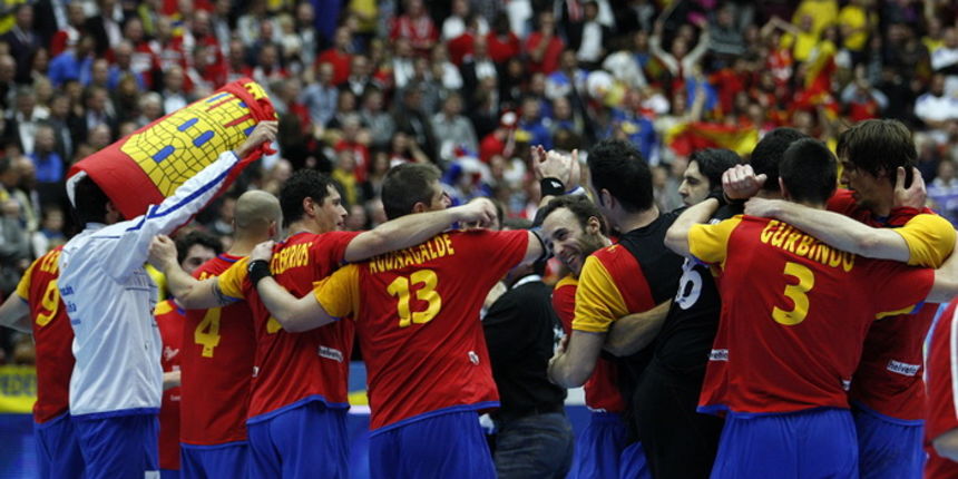 Malmo, 300111. Malmo Arena, 22. svjetsko rukometno prvenstvo, utakmica za trece mjesto izmedju Svedske i Spanjolske. Na fotografiji: slavlje Spanjolci. Foto: Ante Cizmic / CROPIX Malmo, 300111. Malmo Arena, 22. svjetsko rukometno prvenstvo, utakmica za trece mjesto izmedju Svedske i Spanjolske. Na fotografiji: slavlje Spanjolci. Foto: Ante Cizmic / CROPIX