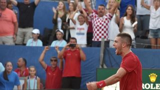 Slavlje hrvatskih tenisača nakon pobjede nad SAD-om Slavlje hrvatskih tenisača nakon pobjede nad SAD-om