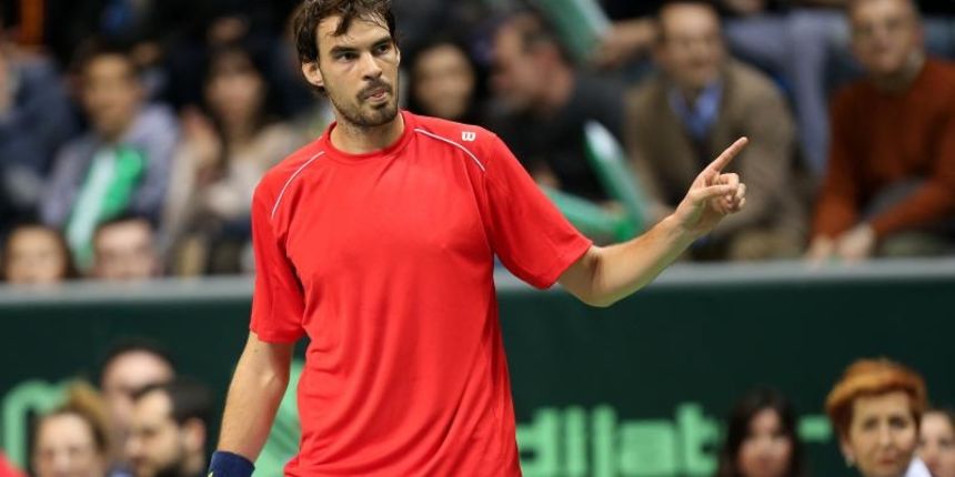 Kraljevo – Sportski centar Kraljevo, prvo kolo Davis cup, Srbija – Hrvatska. Susret Novak Djokovic – Mate Delic. Photo: Slavko Midzor/PIXSELL Kraljevo – Sportski centar Kraljevo, prvo kolo Davis cup, Srbija – Hrvatska. Susret Novak Djokovic – Mate Delic. Photo: Slavko Midzor/PIXSELL