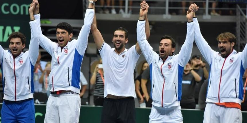 Davis Cup: Fešta nakon pobjede Marina Čilića nad Richardom Gasquetom i osiguranog plasmana u finale Davis Cupa. Photo: Hrvoje Jelavić/PIXSELL Davis Cup: Fešta nakon pobjede Marina Čilića nad Richardom Gasquetom i osiguranog plasmana u finale Davis Cupa. Photo: Hrvoje Jelavić/PIXSELL