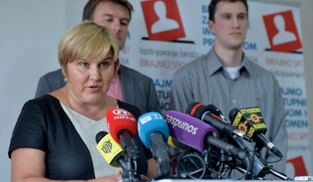 Gradjanska incijativa U ime obitelji odrzala je koferenciju za medije u vezi referenduma o izbornom sustavu pod sloganom Birajmo zastupnike imenom i prezimenom. Photo: Marko Prpic/PIXSELL