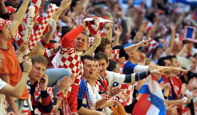 Graz, 210110.
EURO 2010 u rukometu. 
Trece kolo skupine A. Utakmica Hrvatska – Rusija.
Na fotografiji: navijaci.
Foto: Damir Krajac / CROPIX