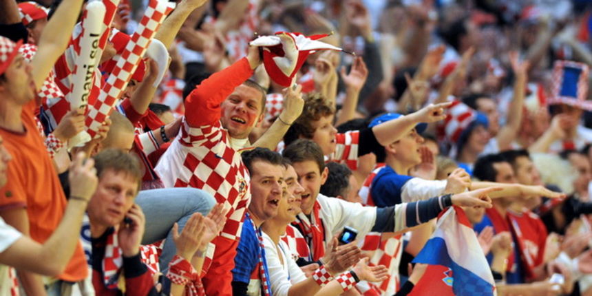 Graz, 210110.
EURO 2010 u rukometu. 
Trece kolo skupine A. Utakmica Hrvatska – Rusija.
Na fotografiji: navijaci.
Foto: Damir Krajac / CROPIX