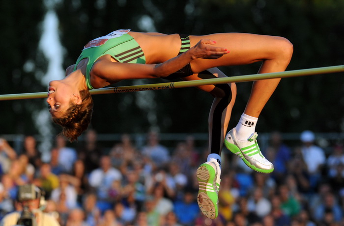 Zagreb, 130911.
IAAF World Challenge Zagreb 2011, 
61. memorijal Borisa Hanzekovica na atletskom stadionu Mladost na Savi.
Na slici: Blanka Vlasic, skok u vis.
Foto: Srdjan Vrancic / CROPIX
