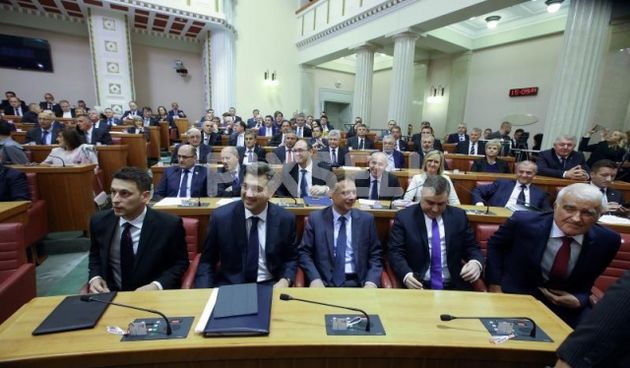Prvo zasjedanje Hrvatskoga sabora u 9. sazivu. Bozo Petrov, Andrej Plenkovic, Gordan Jandrokovic, Zvonko Kusic. Photo: Robert Anic/PIXSELL