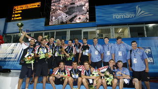 Rim, 010809. 
13 Svjetsko prvenstvo prvenstvo Rim 2009.
Vaterpolo utakmica za trece mjesto:  Hrvatska – Amerika.
Foto: Vladimir Dugandzic / CROPIX