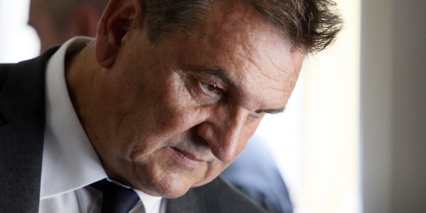 Kaposvar, Madjarska, 290612.
Sud u Kaposvaru danas objavljuje presudu Radimiru Cacicu zbog izazivanja tesko prometne nesrece 2010. u kojoj su poginule dvije osobe. 
Na slici: Radimir Cacic.
Foto: Davor Pongracic / CROPIX