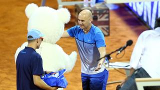 Agassi, Ferrero i Ivanišević odigrali egizibiciju u Umagu. Photo: Slavko Midzor/PIXSELL Agassi, Ferrero i Ivanišević odigrali egizibiciju u Umagu. Photo: Slavko Midzor/PIXSELL