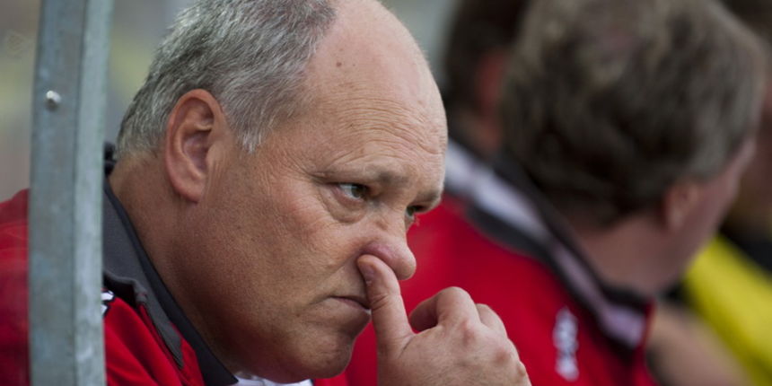 Dugopolje, 280711.Stadio Hrvatskih vitezova.Nogometna utakmica kvalifikacija za Europsku ligu izmedju Splita i Fulhama.Na fotografiji: trener Fulhama Martin Jol.Foto: Tom dubravec / Cropix