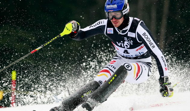 Zagreb, 050112.
Sljeme – Vip Snow Queen Trophy 2012.
Slalomska utrka FIS Svjetskog kupa na Sljemenu za muskarce.
Na slici: Jean Baptiste Grange.
Foto: Ronald Gorsic / CROPIX