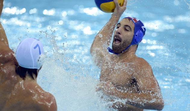 London, 020812.Vaterpolo Arena.Hrvatska muska vaterpolo reprezentacija igra utakmicu 2. kolo u skupini A protiv Spanjolske tokom Olimpijskih Igra u Londonu.Na fotografiji: Damir Buric.Foto: Drago Sopta / CROPIX