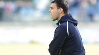 Zadar, 260513.
Stadion Stanovi.
Utakmica MAXtv 1. HNL izmedju Zadra i Splita.
Na fotografiji: trener Splita Goran Sablic.
Foto: Tom Dubravec / CROPIX