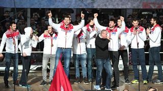 Brončani kauboji svečano dočekani na Trgu bana Josipa Jelačića. Foto: Goran Stanzl/PIXSELL
