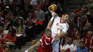 Veszprem, 040413.
Kvalifikacijska utakmica za Europsko prvenstvo rukometnih reprezentacija Madjarske i Hrvatske.
Na fotografiji: Blazenko Lackovic.
Foto: Zeljko Hajdinjak / Cropix