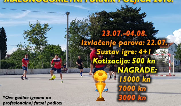Malonogometni turnir Poljica 2018. će se igrati na profesionalnoj futsal podlozi!