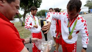 Rioe de Janeiro. Olimpijski prvaci u klasi 470, Šime Fantela i Igor Marenić. Photo. Igor Kralj/PIXSELL Rioe de Janeiro. Olimpijski prvaci u klasi 470, Šime Fantela i Igor Marenić. Photo. Igor Kralj/PIXSELL