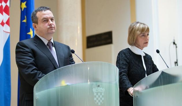 Prva potpredsjednica Vlade i ministrica vanjskih i europskih poslova Vesna Pusic sastala se u Ministarstvu vanjskih i europskih poslova s prvim potpredsjednikom Vlade i ministrom vanjskih poslova Republike Srbije Ivicom Dacicem. Photo: Davor Puklavec/PIXS