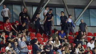 Intervencija policije na tribini s navijačima Zadra na utakmici Cibone i Zadra (80-71). Photo: Goran Stanzl/PIXSELL Intervencija policije na tribini s navijačima Zadra na utakmici Cibone i Zadra (80-71). Photo: Goran Stanzl/PIXSELL