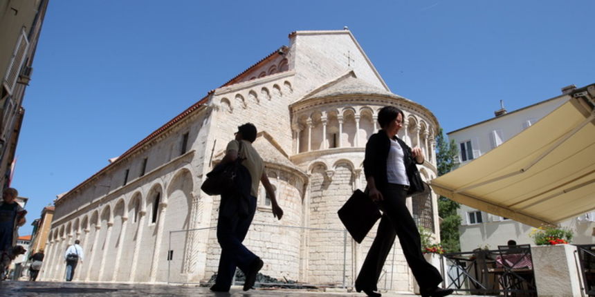 Zadar, 090513.
Poluotok. Zavrsena je prva faza radova obnove na crkvi sv. Krsevana. U prvoj fazi radila se sanacija fasade i krova, a za obnoviti je jos ostala unutrasnjost.
Foto: Jure Miskovic / CROPIX