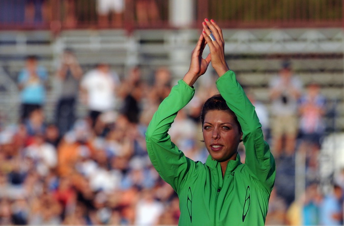 Zagreb, 130911.
IAAF World Challenge Zagreb 2011, 
61. memorijal Borisa Hanzekovica na atletskom stadionu Mladost na Savi.
Na slici: Blanka Vlasic, skok u vis.
Foto: Srdjan Vrancic / CROPIX