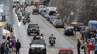 Veliki ocekivani defile od nekoliko tisuca Harley bikera ipak se sveo na brojku od svega par stotina zbog loseg vremena. Photo: Filip Brala/PIXSELL Veliki ocekivani defile od nekoliko tisuca Harley bikera ipak se sveo na brojku od svega par stotina zbog loseg vremena. Photo: Filip Brala/PIXSELL