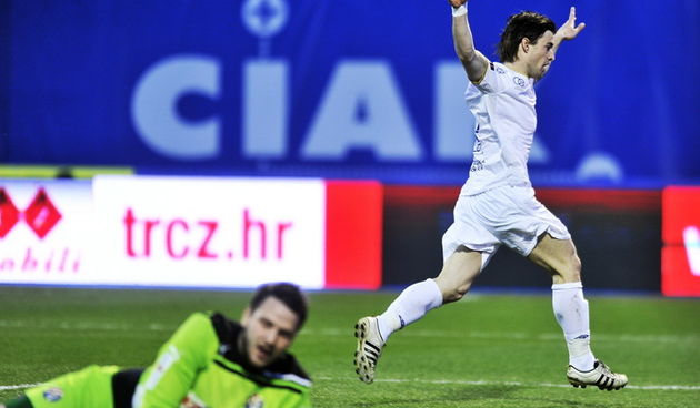 Zagreb, 170312.
Maksimirski stadion.
Nogometna utakmica 22. kola MAXtv 1.HNL izmedju GNK Dinamo i NK Hajduk.
Na slici: Ante Vukusic nakon pogotka za 0:1.
Foto: Boris Kovacev / CROPIX