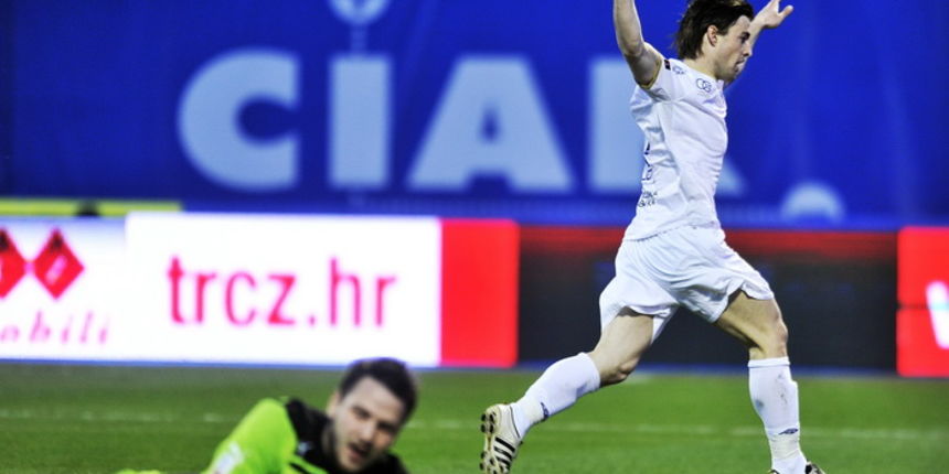 Zagreb, 170312.
Maksimirski stadion.
Nogometna utakmica 22. kola MAXtv 1.HNL izmedju GNK Dinamo i NK Hajduk.
Na slici: Ante Vukusic nakon pogotka za 0:1.
Foto: Boris Kovacev / CROPIX