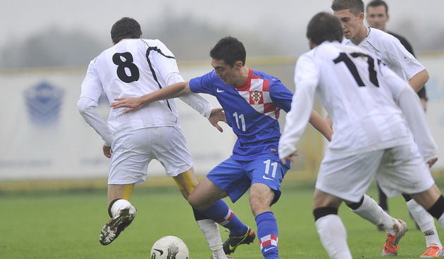 Lucko, 261012.Stadion NK Lucko.Kvalifikacijska utakmica za UEFA Europsko U19 prvenstvo 2012-2013, susret reprezentacija Hrvatske i Gruzije.Na fotografiji: Misic Petar.Foto: Damir Krajac / CROPIX