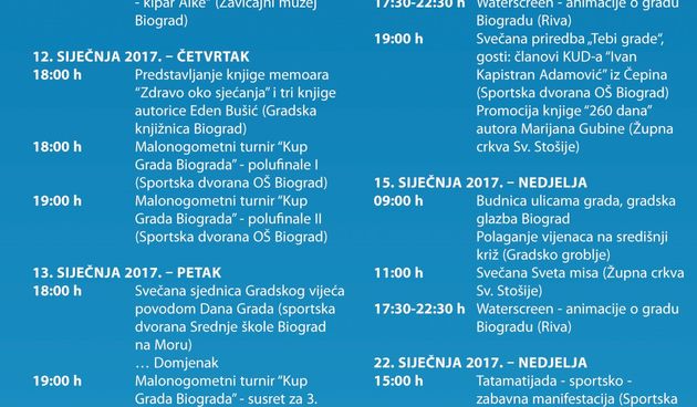 Brojne aktivnosti za proslavu Dana Grada Biograda na Moru