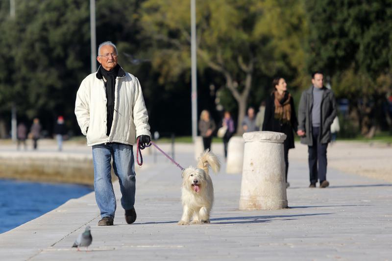 Prohladan, ali iznimno lijep i sunčan dan građani Zadra su iskoristili za šetnju prekrasnom rivom.  Photo: Filip Brala/PIXSELL