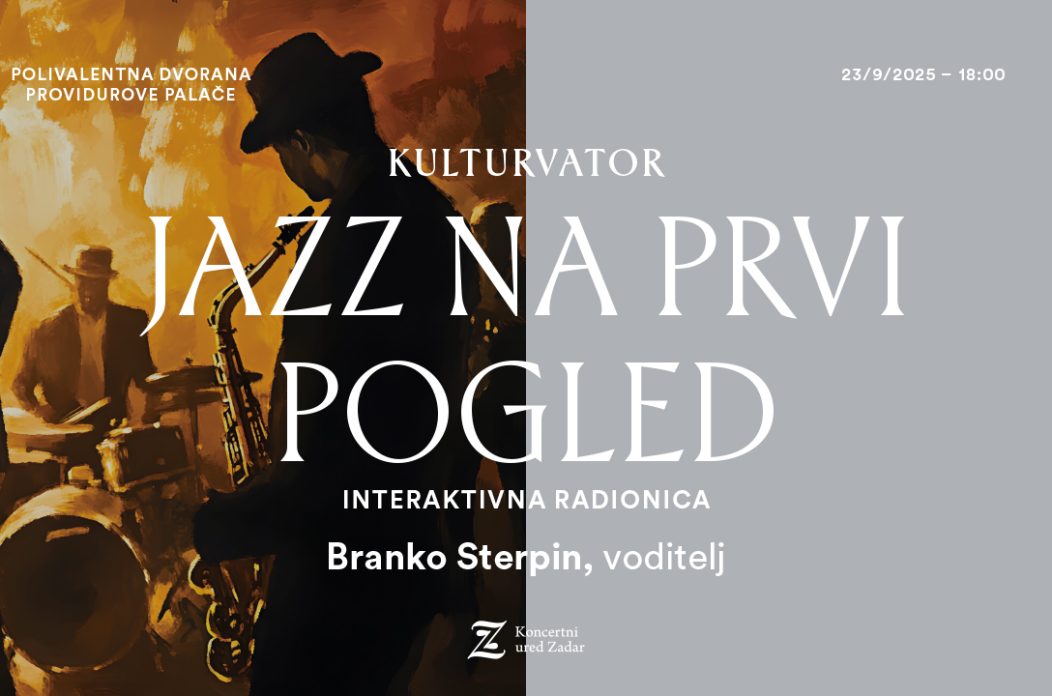 Nastavljaju se aktivnosti Kulturvatora kroz još nekoliko zanimljivih programa te iz Koncertnog ureda sve roditelje pozivaju da svoju djecu prijave na radionicu Jazz na prvi pogled. Nastavljaju se aktivnosti Kulturvatora kroz još nekoliko zanimljivih programa te iz Koncertnog ureda sve roditelje pozivaju da svoju djecu prijave na radionicu Jazz na prvi pogled.