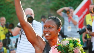 Zagreb, 130911.
IAAF World Challenge Zagreb 2011, 
61. memorijal Borisa Hanzekovica na atletskom stadionu Mladost na Savi.
Na slici: Jeter Carmelita prva na 100 m.
Foto: Goran Mehkek / CROPIX