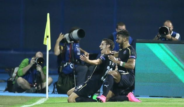 16.09.2015., stadion Maksimir, Zagreb – UEFA Liga prvaka, skupina F, 1. kolo, GNK Dinamo – Arsenal FC. Josip Pivaric, El Arbi Hillel Soudani. Photo: Sanjin Strukic/PIXSELL
