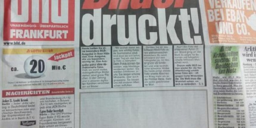 Bild objavio izdanje bez fotografija, Foto: Twitter Bild objavio izdanje bez fotografija, Foto: Twitter