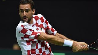 Polufinale Davis Cupa, Hrvatska – Francuska, 2. meč, Marin Čilić – Lucas Pouille. Photo: Hrvoje Jelavić/PIXSELL Polufinale Davis Cupa, Hrvatska – Francuska, 2. meč, Marin Čilić – Lucas Pouille. Photo: Hrvoje Jelavić/PIXSELL