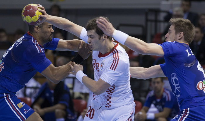 Zaragoza, Spanjolska, 230113.
Gradska dvorana Principe Felipe.
Svjetsko prvenstvo u rukometu za muskarce Spanjolska 2013.
Utakmica cetvrtfinala izmedju reprezentacija Hrvatske i Francuske.
Na fotografiji: Damir Bicanic.
Foto: Ante Cizmic / CROPIX