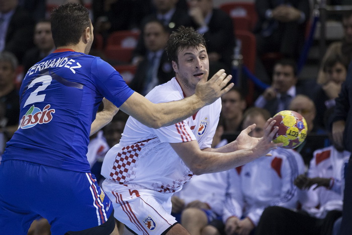 Zaragoza, Spanjolska, 230113.
Gradska dvorana Principe Felipe.
Svjetsko prvenstvo u rukometu za muskarce Spanjolska 2013.
Utakmica cetvrtfinala izmedju reprezentacija Hrvatske i Francuske.
Na fotografiji: Domagoj Duvnjak.
Foto: Ante Cizmic / CROPIX